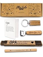 Presentix® Opa Geschenkset (Flaschenöffner, Zollstock, Bleistift & Schlüsselanhänger) Geschenke für Großväter, Geburtstagsgeschenk für Männer, Opa Geschenke