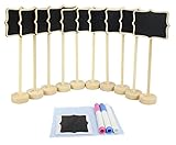 Mini Chalkboard Signs with Stand Set Erasable Wood Rectangle Message Board Signs Pack of 10 by MoArmor