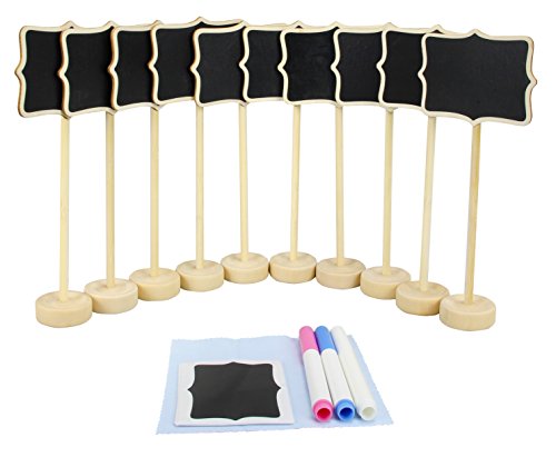 Mini Chalkboard Signs with Stand Set Erasable Wood Rectangle Message Board Signs Pack of 10 by MoArmor
