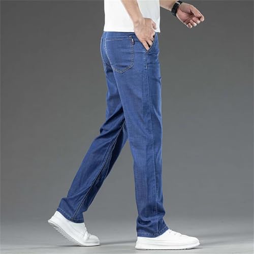 Men's Lightweight Jeans Thin Stretch Straight Denim Pants Loose Classic Business Casual Spring Summer Trousers2