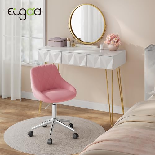 Sedia da Scrivania Moderna, Sgabello Regolabile Senza Braccioli, per Camera da Letto Studio Soggiorno, Rosa - Sedia gaming - Immagine 3