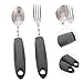 FOYTOKI Stainless Steel Adaptive Fork Spoon Small Spoons for Comfortable Rubber Handles Versatile for Home Nursing Home