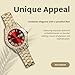 Halukakah Diamonds Gold Watch Iced Out for Boy Teens Kids - 18K Real Gold Plated,42mm Red Dial,Japanese Quartz - 8