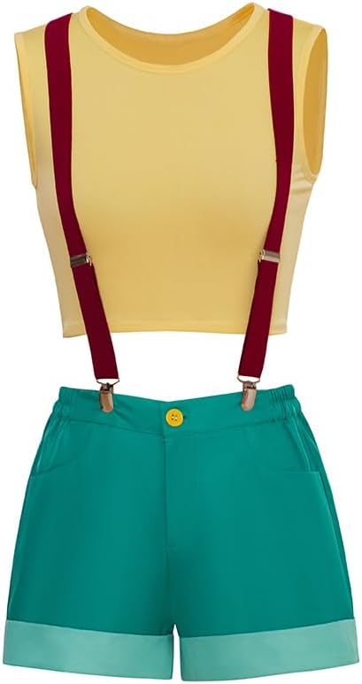 Anime Cosplay Misty Costume Women's Misty Yellow Crop Top Sling Shorts Full Set