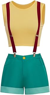 Anime Cosplay Misty Costume Women's Misty Yellow Crop Top Sling Shorts Full Set