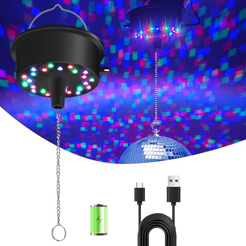 Disco Ball Motor with Lights, Palujorty 5-9 RPM 24 LED Mirror Ball Motor with Lights for 4