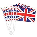 UK Flag Small British Flag 12 Pack Mini Hand Held British Flags on Sticks for Party Parades Sports Events Patriotic Holiday Decorations