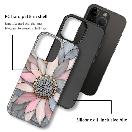 Coque iPhone 15 motif floral mosaïque finition premium - 3