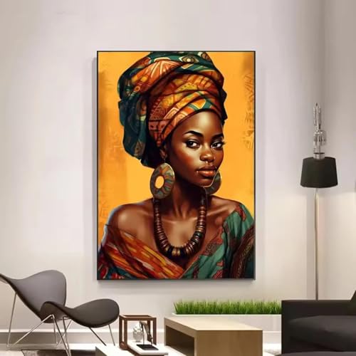 Tableau abstrait femme africaine pour créer une ambiance chaleureuse dans le salon