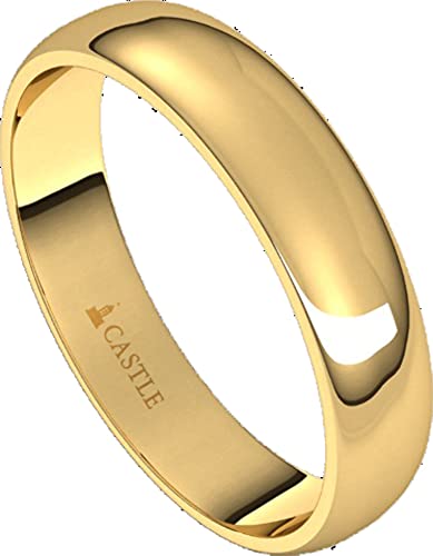 Lightweight Gold Mens Womens Wedding Band Solid 10K/14K/18K Rose/White/Yellow Gold Half Round Light Ring 4mm Wide3