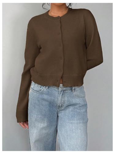 Image of SOLY HUX Women's Button Down Cropped Lightweight Cardigan Sweater Cute Fall Fashion 2026