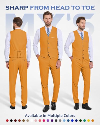 MY'S Men's 2-Piece Suit, Vest Pants Set for Men, Casual Waistcoat with Tie for Prom Wedding Homecoming2