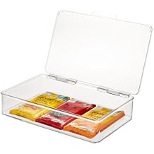 iDesign Kitchen Binz BPA-Free Plastic Stackable Organizer Box with Lid - 7.26" x 10.75" x 2.37", Clear