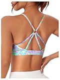 SweatyRocks Women's Crisscross Back Wireless Sports Bra Shockproof Workout Yoga Bras Multicolor Medium