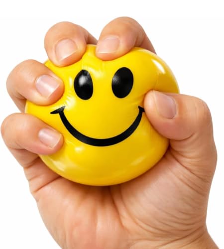 Image of Hand Exercise Soft Stress Smiley Ball for Stress Relief Yellow, Pack of 1