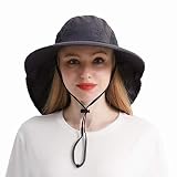 Outdoor UPF 50+ Sun Protection Safari Cap Packable Sun Hat Wide Brim Fishing Hat with Neck Flap for