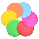 Keklle Dog Silicon Flyer Dog Flying Disk Pet Toys for Outdoor Indoor Training 7 Inch Large 6 Pack Multiple Colors
