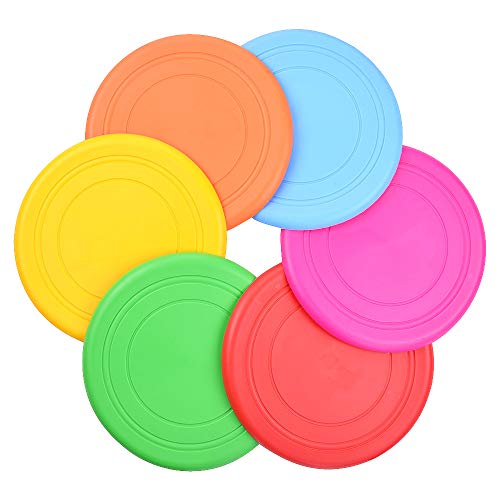 Keklle Dog Silicon Flyer Dog Flying Disk Pet Toys for Outdoor Indoor Training 7 Inch Large 6 Pack Multiple Colors