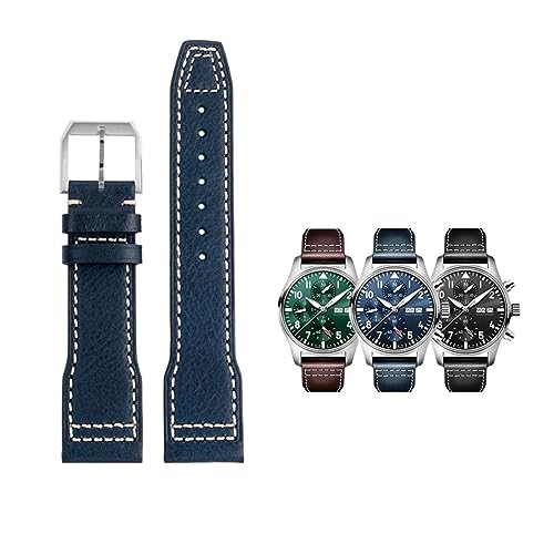 Bracelet de montre en cuir 21mm marron noir bleu pour homme