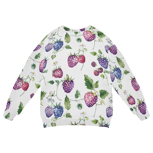 JUNZAN Fresh Dewberry Fruit White Little Girls Sweatshirt Hoodie Crewneck Kids Pullover Hoodie Athletic 4T2
