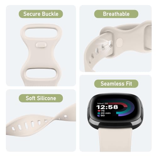 Image of Meliya Soft Strap for Fitbit Versa 4 / Versa 3 / Sense 2 / Sense(Watch Not Included), Flexible Premium Elastomer TPU Adjustable Watch Straps, Sport Replacement Band for Women Men