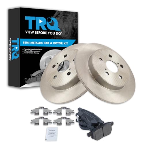 Image of TRQ Rear Brake Pad & Rotor Kit Brake Pads Brake Rotor Semi-Metallic Compatible with 2019-2020 Toyota Corolla