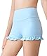 Haloumoning Mädchen Sport Shorts Yoga Tanzen Kurze Hose Sommer Sportliche Rüschen Leggings High Waisted Gymnastics Hot Pants Azurblau 120