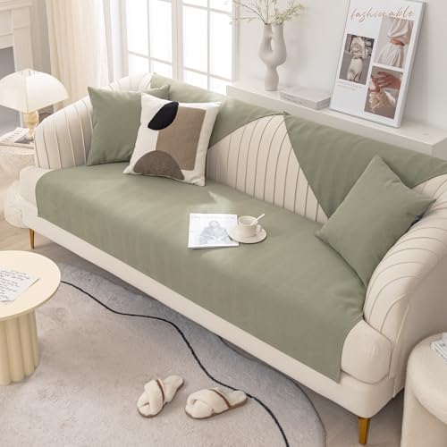Soft Chenille Sofa Covers Universal Couch Slipcovers for Dogs Pets Cats NonSlip L Shape Corner Sofa Cover with Cushion and Arm Covers Fits 4 3 2 1 Seater Sofas Green 70×210cm - Image 5