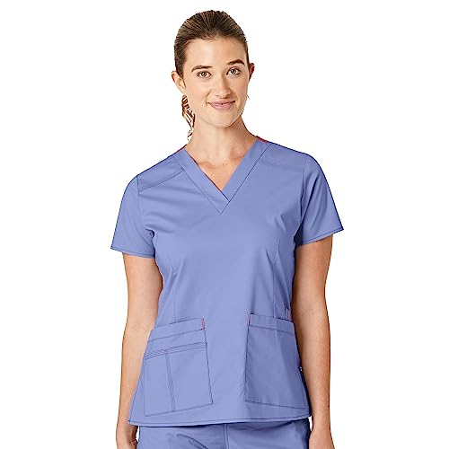 WonderWink Women's Wonderflex Verity Scrub Top, Ceil Blue, Medium