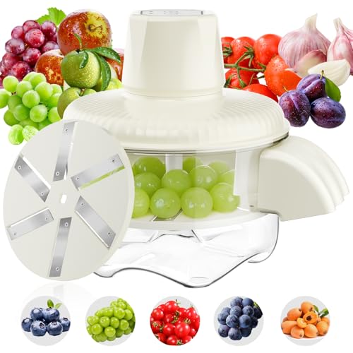 Electric Grape Peeler, Automatic Garlic & Cherry Tomato Peeler, Upgraded 6-Blade Cordless Fruit & Vegetable Skin Remover, Fast & Easy-Peel Kitchen Tool for Home, Camping, Picnics & Parties (White)