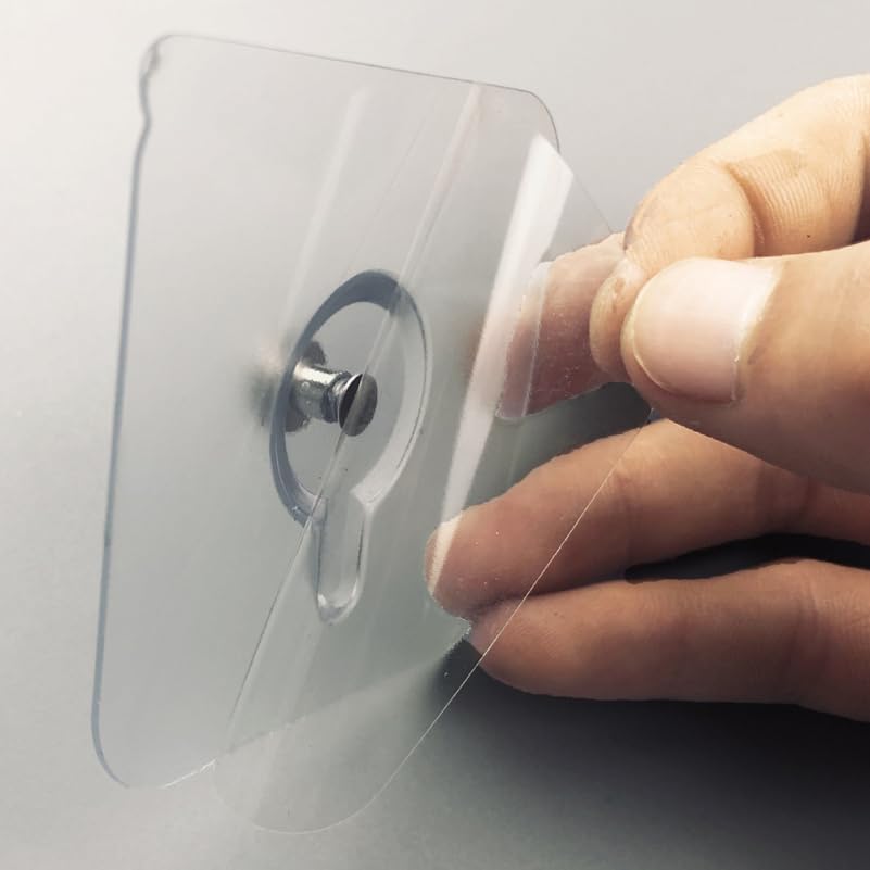 Image of 10Pcs Transparent Acrylic Traceless Picture Hooks Non-Trace Wall Hooks for Hanging Frames Photos Keys Clothes Easy to Use on Hard Walls 2.75 * 2.75 * 0.23in