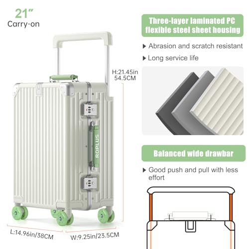 ROPLUS Aluminum Frame Jelly Wheels Luggage