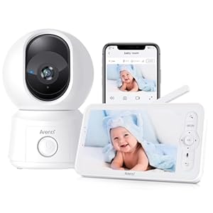 ARENTI 1080P PTZ Video Babyfon mit Kamera mit 5" Display, Babyphone mit Kamera und App, One-Touch-Ruf, Temperatursensor, Wiegenlied, 2 Wege Audio, VoX Mode, Automatische Verfolgung, Nachtsicht