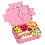 LEIKEEGO Lunch Box, Leak-Proof Bento Lunch Box Kids, Snack Box with 6 Compartment for Kids/Adults/School/Work(Pink)