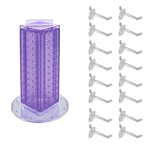 Azar Displays 700220-PUR-2C16 Four-Sided 4”W x 12” Revolving Pegboard Tower Kit Counter Display with 16-Pack of 2 inch Locking Hooks, Purple by Azar Displays - Used condition - US$21.56