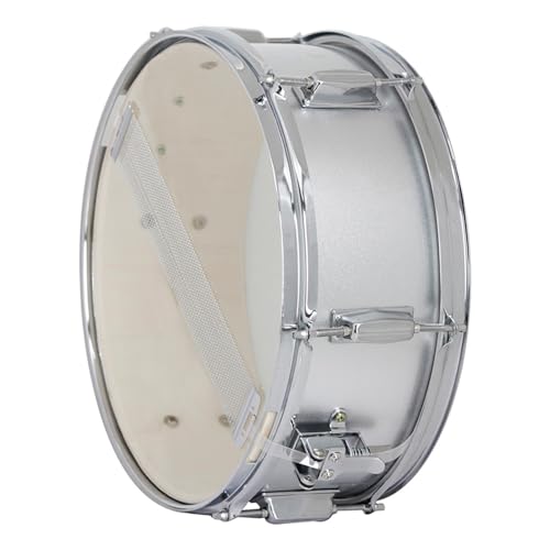 Vroomoto 14 Inch Snare Drum with Drumstick, Professional Maple Drum Head Set for Students, Band and Musical Team, Electroplating Steel Rim, 9 Ply Wooden Drum Chamber, Inner Wall (