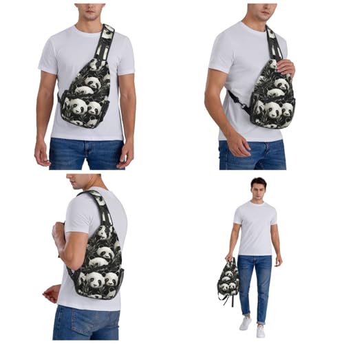Mochila tipo sling negra con diseño panda miniatura 6