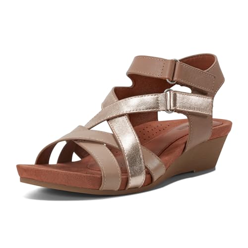 Cobb Hill Femme Helin Sandale cale, Cuir doré Taupe, 37.5 EU Large