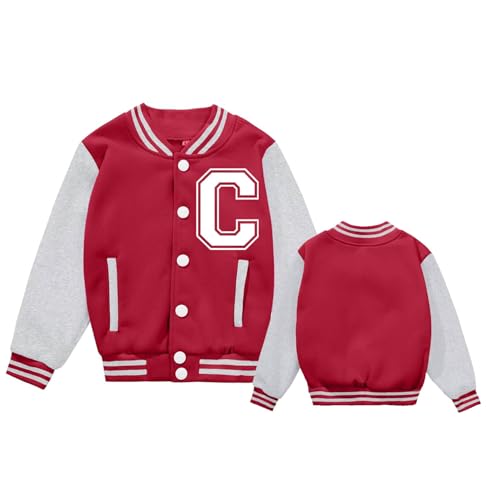 Image of BAICAIYU Kids Baseball Jackets Boys and Girls Varsity Coat Buttons Cardigan Letter Sport Letterman School Jacket