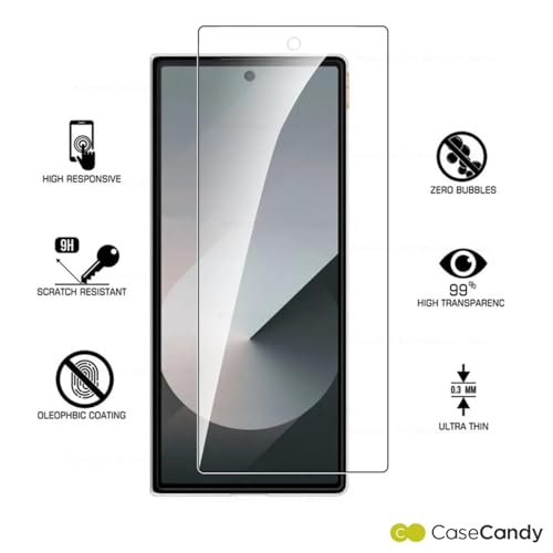 Image of Casecandy - [ Pack of 2 Tempered Glass Screen Protector For Samsung Z Fold 6 | HD Smasung Z Fold 6 Glass Guard Protector - HD /Easy Installation Kit