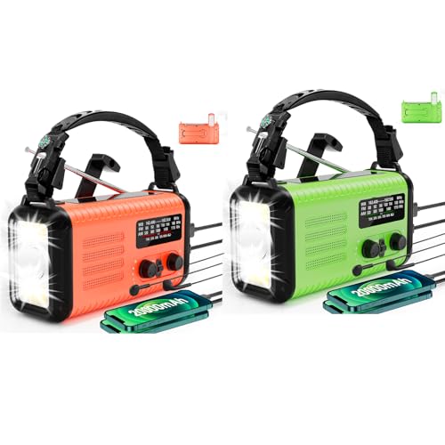 20000mAh Emergency Radio, Crank Radio AM/FM/NOAA Flashlight, Hand Crank Emergency Radios Solar Powered, Fast USB-A/Type-C Charging, Reading Lamp, Headphone Jack, Compass, SOS Alarm Home &amp; Outdoor