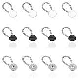 Dland 12 Stück Kragenverlängerung, bequeme, unsichtbare Kragen-Knopfverlängerung, geeignet für Kleider, Hemden, Manschetten, Anzughosen (schwarz, weiß, silber)