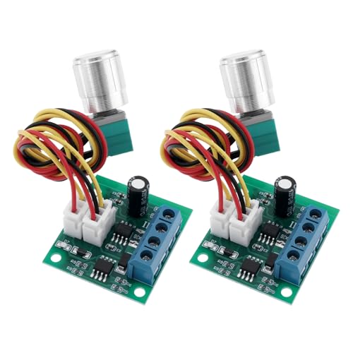 YINETTECH 2 Stück DC Motordrehzahlregler 1803BKW 1,8 V 3 V 5 V 6 V 12 V 2 A 32 x 35 mm PWM Elektronischer Regler für DC-Motoren, Ventilatoren, Sauerstoffpumpen für Aquarien