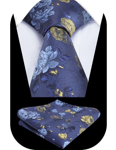 Image of Alizeal Mens 3.15'' Colorful Flower Pattern and handkerchief Necktie Set