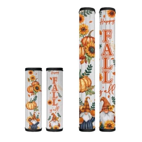 Image of Dreaweet Fall Pumpkin Sunflower Print Refrigerator Handle Covers Set of 4