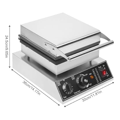 Waffeleisen, 1750W Gewerbliches Waffeleisen aus Edelstahl mit Antihaftbeschichtung, Präzise Timer,Temperaturregler, 30 x 36 x 24,5 cm – Bild 4