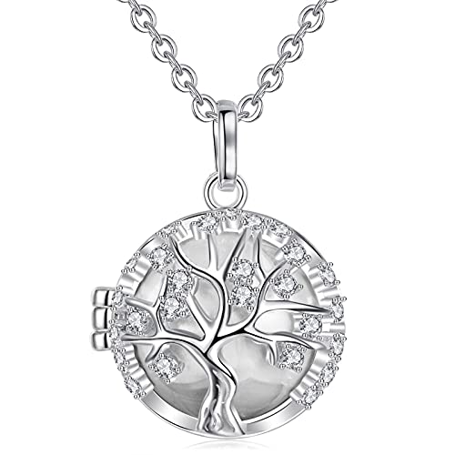 Collier bola grossesse arbre de vie en argent ciselé avec long pendentif musical AEONSLOVE