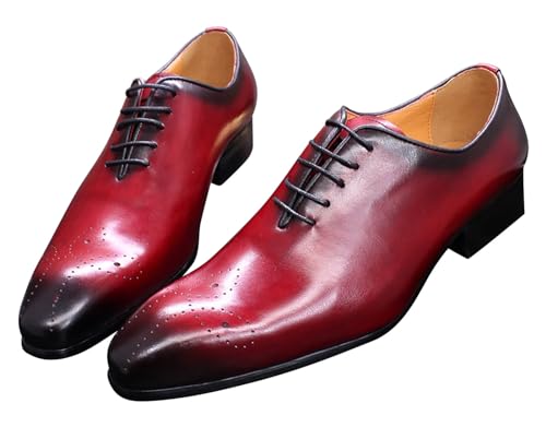 Image of Santimon Mens Oxfords Formal Dress Genuine Leather Handmade Derby Casual Brogues Oxfords Tuxedo Fashion Walking Shoes for Men