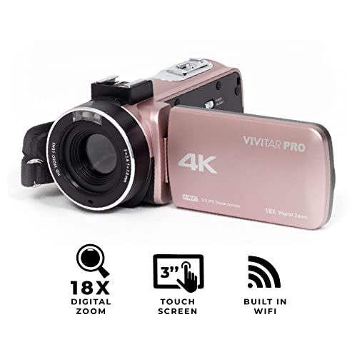 Vivitar 4K Video Camera, Wi-Fi Ultra Hd Camcorder With 18X Digital Zoom, 3” Ips Touchscreen Video Recorder With Night Vision, Vlogging Camera With 3.5Mm Microphone Jack, Rechargeable, Sd Card Slot #TOP3