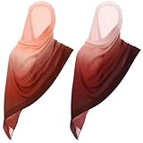 Cutecrop 2 Pcs Muslim Hijab Scarf for Women Soft Modal Headscarves Fashion Large Head Wrap Scarf Shawl (Gradient Champagne)